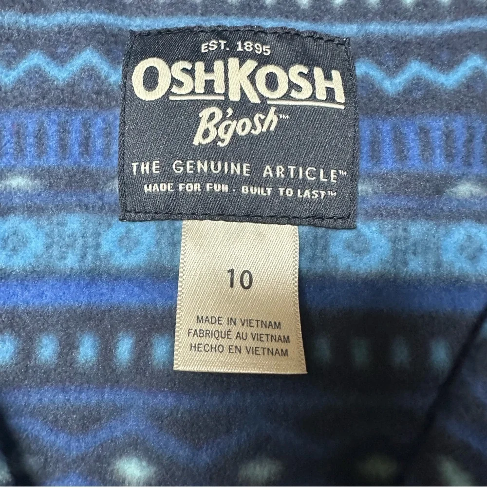 Oshkosh B’gosh Boy’s Fleece Zip Up Pullover. Size 10